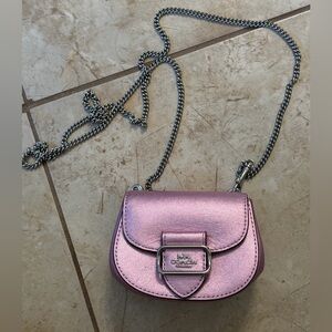 Coach Morgan Card Case with Crossbody Chain – Metallic Lilac (Style CP245)